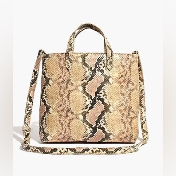 Madewell Handbags - Madewell zip top transport crossbody snake print leather NWT